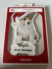 Holiday Time Corgi Dog Puppy Santa Hat Bone Merry Christmas Ornament