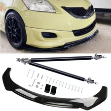 For Toyota Yaris Front Bumper Lip Spoiler With Strut Rods Glossy Black