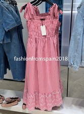 ZARA NEW WOMAN STRAPPY STRIPED TIED MIDI DRESS XS-XL 2298/088/330