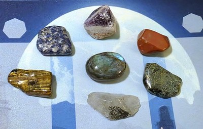 Wonders Of The First REAL Gemstone. Set Of 7 In A Silk Pouch. 