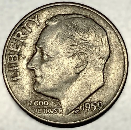1959-D Roosevelt Dime - Circulated Condition - 90% Silver - US Coin - 2995