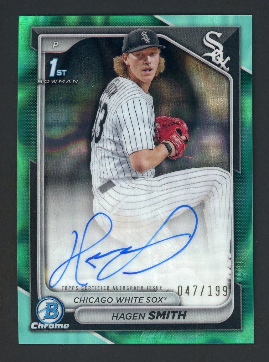 2024 Bowman Chrome P 1st Aqua Lava Refractor Hagen Smith RC Rookie AUTO 47/199