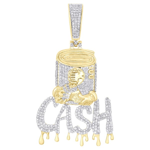 10K Gelbgold Herren Diamant ZäHlgeld Charm AnhäNger Drip Cash 1 CT-image