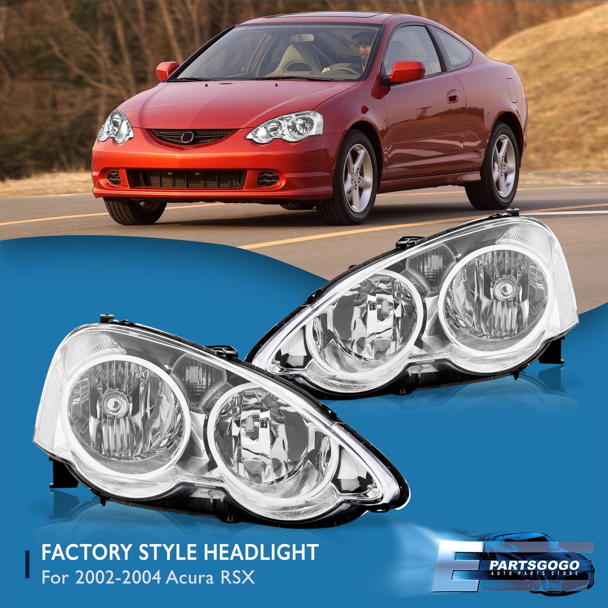 For 02-04 Acura RSX DC5 JDM Replacement Headlights Lamps Left+