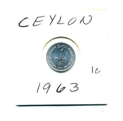 1963 Ceylon Sri Lanka 1 Cent Coin Aluminum - Image 1 of 2