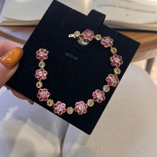 Sanftes rosa Saphir Lotus Armband elegantes f...