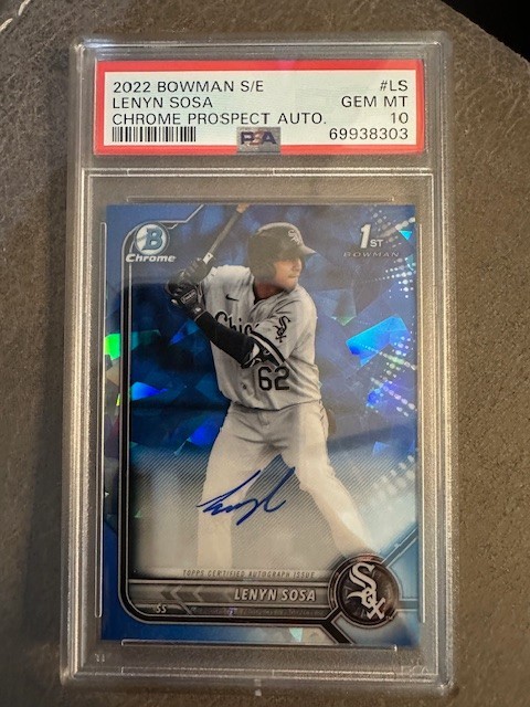 Lenyn Sosa 2022 Bowman Sapphire Auto Chrome White Sox Top Prospect PSA 10 PSA 10
