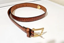 Vintage Italian leather belt men brown 41 inches from buckle to tip