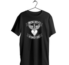 Bon Jovi  Forever Black  T-Shirt I Cotton Short Sleeve I Glam Hard rock gift Tee