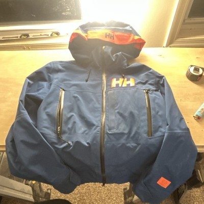 Helly Hansen ULLR Ski Jacket Blue Orange Relaxed Fit Men's M Full Zip