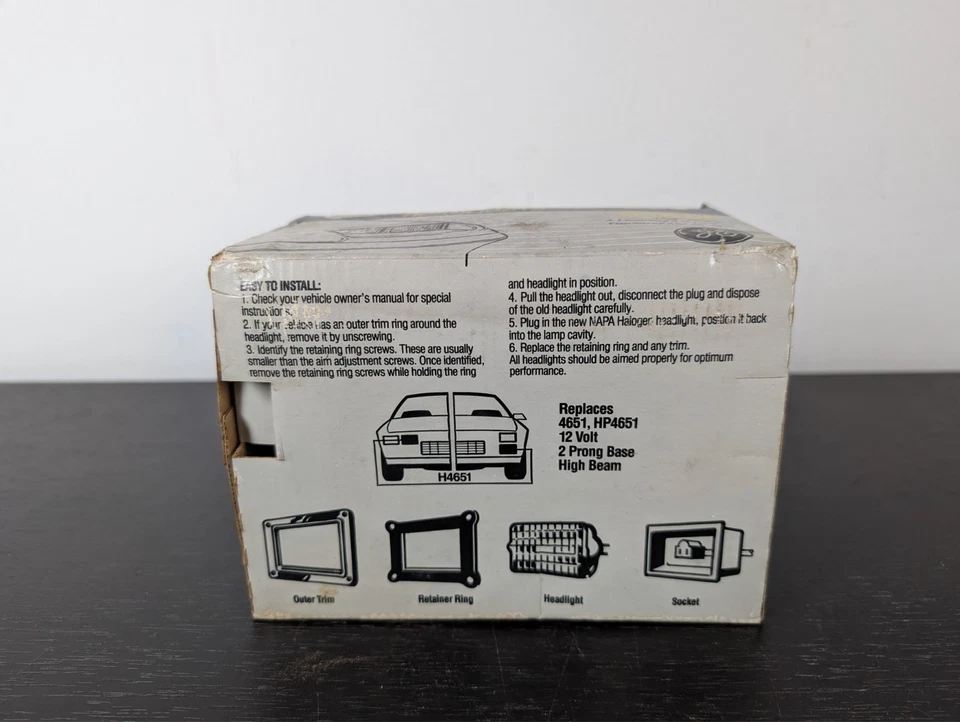 GENERAL ELECTRIC NAPA HALOGEN HEADLIGHT HIGH BEAM RECTANGULAR H4651 - New NOS - Image 4 of 4