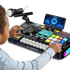 Kids DJ Mixer Controller Table Musical Toy Electronic Toy with LED Lights Sound
