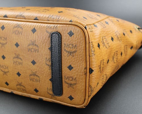 Borsa shopper MCM borsetta reversibile cognac nero oro donna MEDIA - Foto 13 di 16