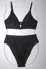 OMKAGI Ladies Black 2 Piece Thin Strap Bikini Uk Size 6-8