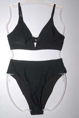 Omkagi Damen schwarz 2 Stück dünne Träger Bikini UK Größe 6-8