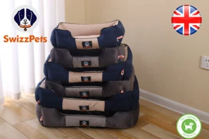 VELVET DOG BED LUXURY WASHABLE ZIPPER  EXTRA PADDING  REMOVABLE COVER
