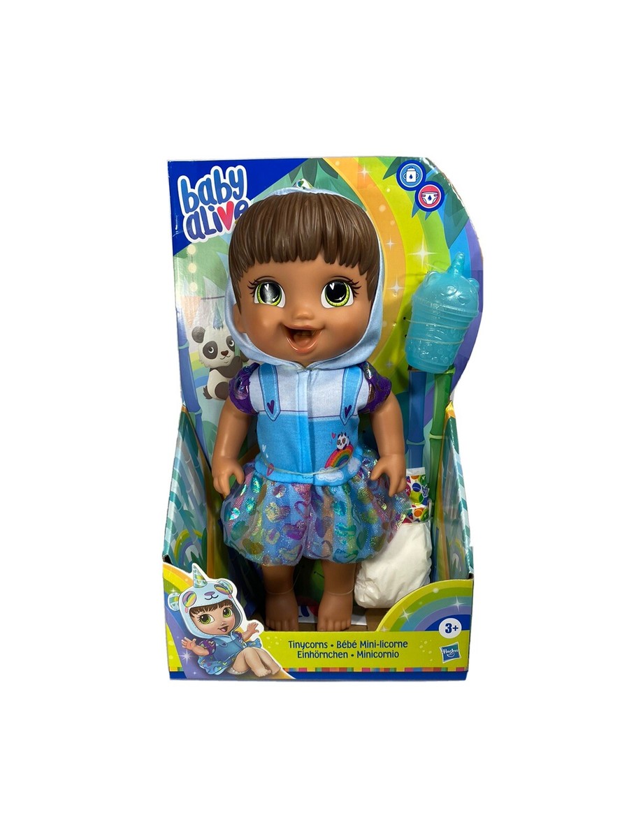 Baby Alive Tinycorns Puppe Panda-Einhorn - Trinkt, Wird Nass, Mit Kleid & Flasche, Ab 3 Jahre