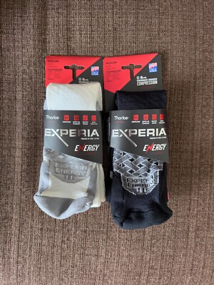 NEW BUNDLE OF 2 THORLOS EXPERIA ENERGY UNISEX OVER CALF COMPRESSION SOCKS Medium