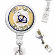 Custom Name ER Nurse Clip On Id Badge Reel Retractable Medical Work Id Holder