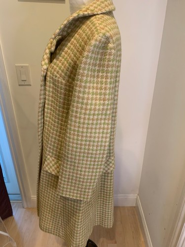 Cappotto vintage Union Made donna taglia L? Plaid foderato giallo verde panna elegante - Foto 13 di 21