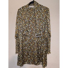 Zara Floral Print Mini Dress Long Sleeve Belted Casual XS