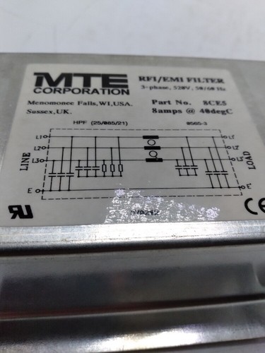  MTE Corporation 8CE5 RFI/EMI Filter 3-Ph 520V 8Amp 