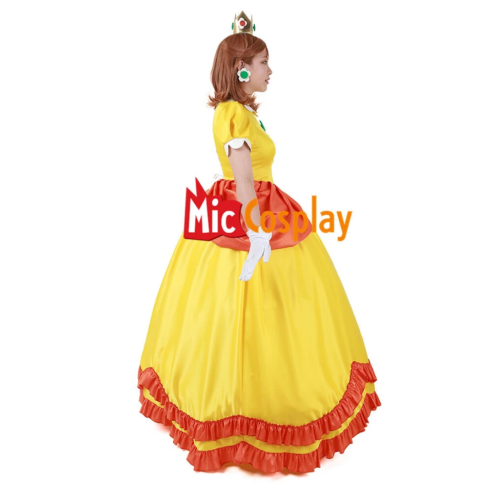 Women Princess Cosplay Costume Yellow Daisy Dress Fullset with Crown Petticoat - Image 3 of 4