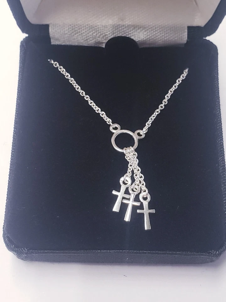 Ожерелье Dicksons с тремя крестами посеребренное 18 дюймов - Изображение 3 из 4
