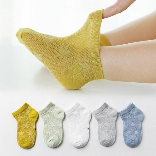 5 Pairs 1 - 12 Years Children's Socks Baby Boy Girl Cotton Mesh Breathable Wear - Picture 13 of 29