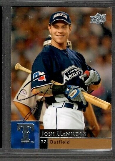 2009 Upper Deck #376 Josh Hamilton Texas Rangers Signed Autograph (Q73) TPD34