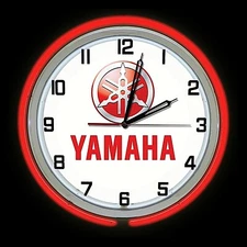 19" Yamaha Sign Red Double Neon Clock Motorcycle ATV Jet Ski UTV Dirt Bike