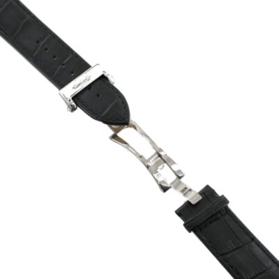Bracelet De Rechange Ingersoll En Cuir Noir Effet Crocodile - Largeur 20 Mm, Boucle Papillon - Neuf Avec étiquettes