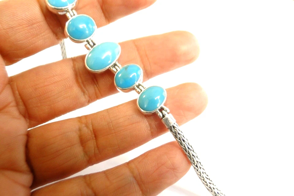 Pulsera de plata de ley 925 azul turquesa de la Bella Durmiente Foto 4 de 4