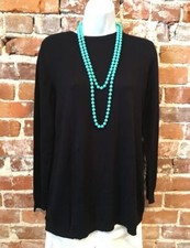 Joan Rivers Black Button Back Crew Neck Sweater New