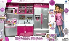 Modern Kitchen Battery Operated Toy Kitchen Playset, Perfect for 11.5" Tall Doll