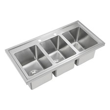 3 Compartment Sink Commercial Kitchen Sink Rectangular Stainless Steel Sink