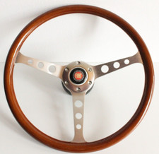 Steering Wheel Wood Silver Fits For Fiat No Hub Adapter 380mm 15 Inch Classic