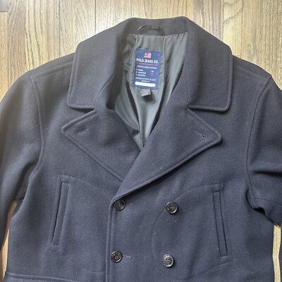 Polo Jeans Co. Ralph Lauren Men's Size Small Dark Blue Pea Coat