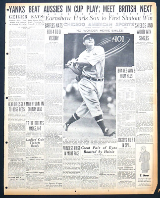 1934 Chicago Sports Page - Great Pair of Eyes Boasted by Senators Heine Manush