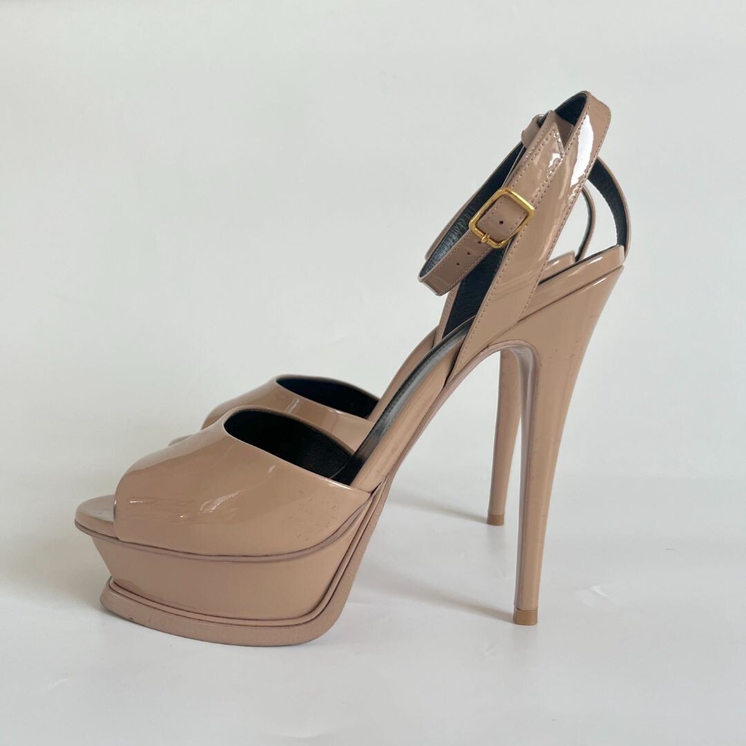Saint Laurent sandalo nudo vernice plateau 105 omaggio punta aperta 38