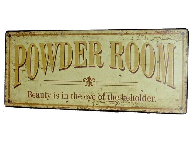 Metal Toilet Sign Powder Room Gold Hanging Door Wall ...