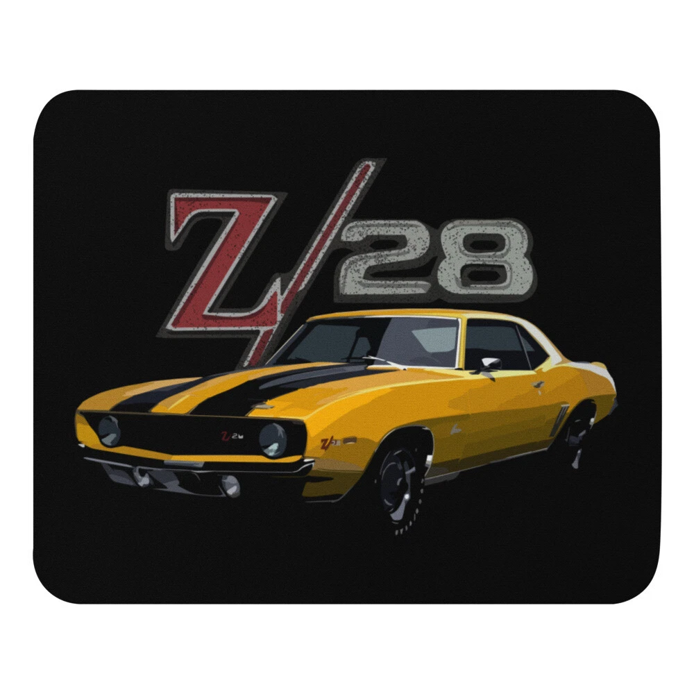 Tapis de souris vintage jaune Camaro Z28 Muscle Car cadeau personnalisé