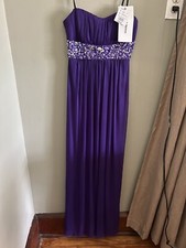 NWT Davids Bridal City Triangle  Bridesmaid Prom Dress  Purple Long Sz 5