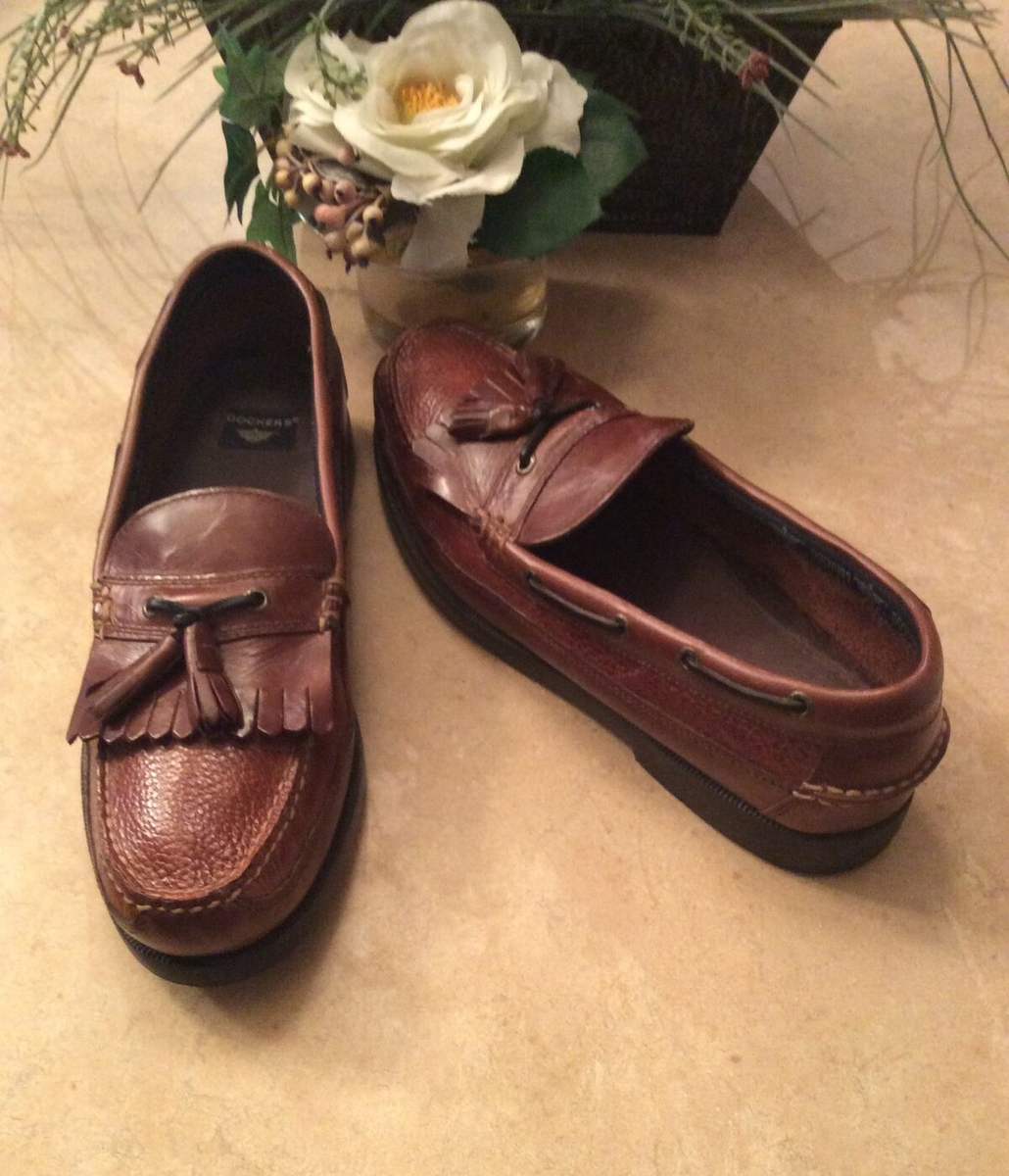 Dockers Men Shoes Slip On Loafer Tassels Brown Leather Upper Size 11.5M Dockers Shoes Mens 11.5 M Loafers with Tassels 90-38067  main image 4