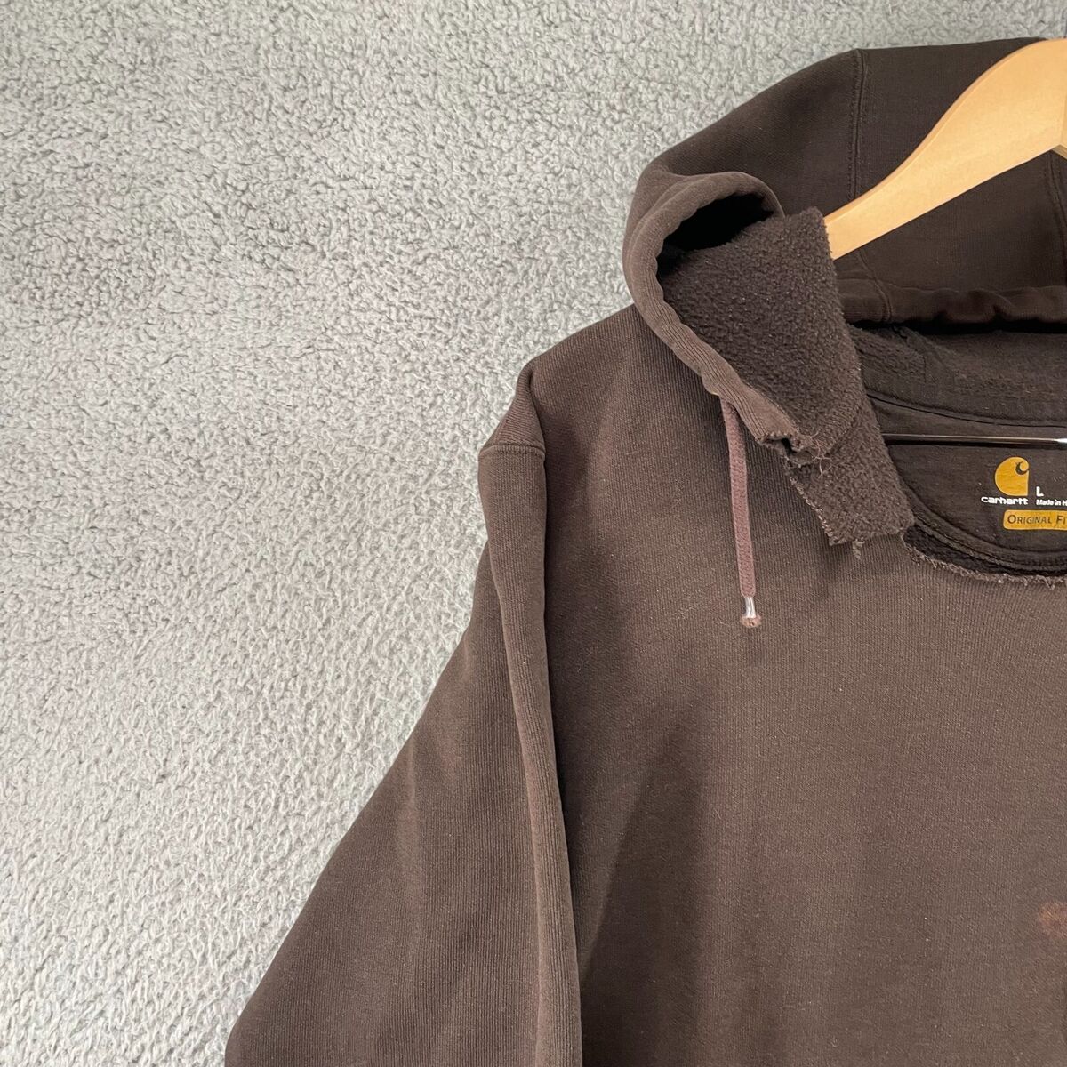 Carhartt Mens L Original Fit Brown Hoodie Sweatshirt Sleeve Carhartt Mens L Original Fit Brown Hoodie Sweatshirt Sleeve