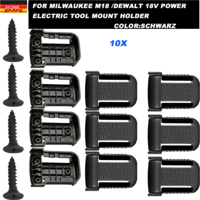 10PCS Akku Halterung Batteriegürtelcliphalter for DEWALT 20V/Milwaukee 18V M18