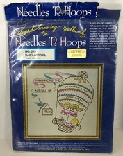 Vtg Needles 'N Hoops Baby Arrival Cross Stitch Kit 219 Belgian Linen 11x11 NIP