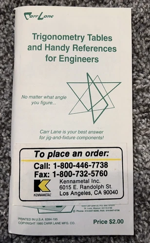 Carr Lane Trigonometry Tables and Handy References for Engineers 1995