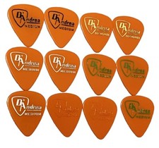 D Andrea-Guitar Picks-Medium Orange Celluloid-5 Different Variants-12 Picks-NOS