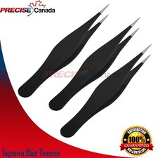 3 Surgical Tweezers Ingrown Hair - Precision Sharp Needle Nose Pointed Tweezers